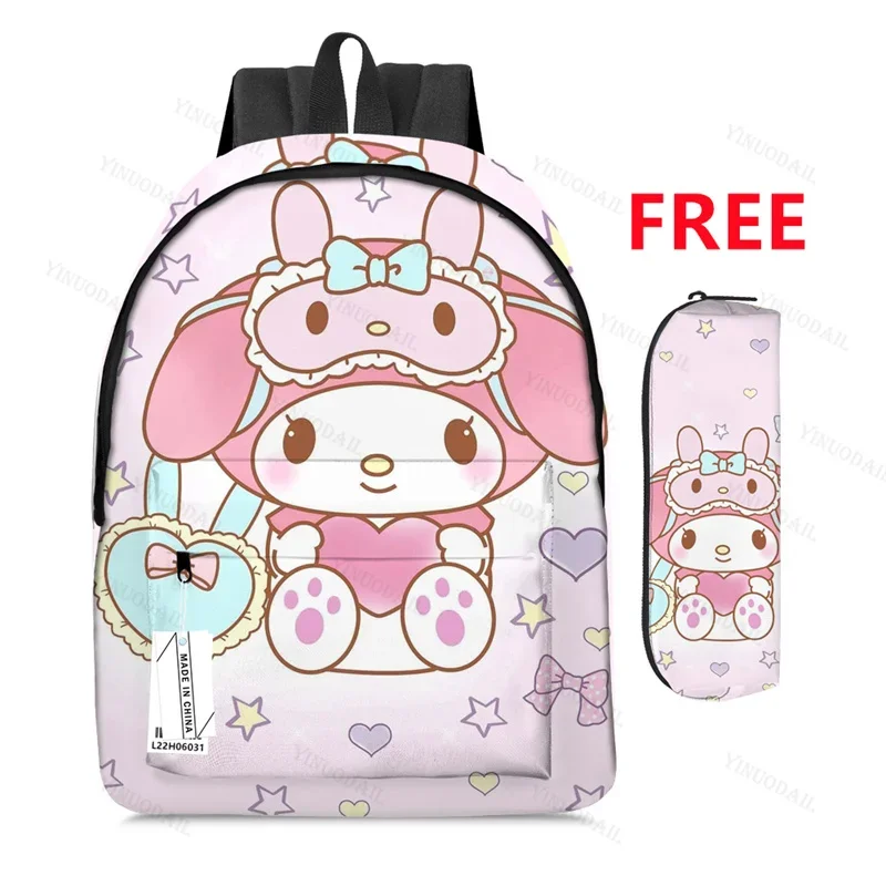 Melody Hello Kt WHITE Theme Backpacks Mochila De Viaje for Schoolbags Study Stationery San Anime Figures Mochila Book Bags