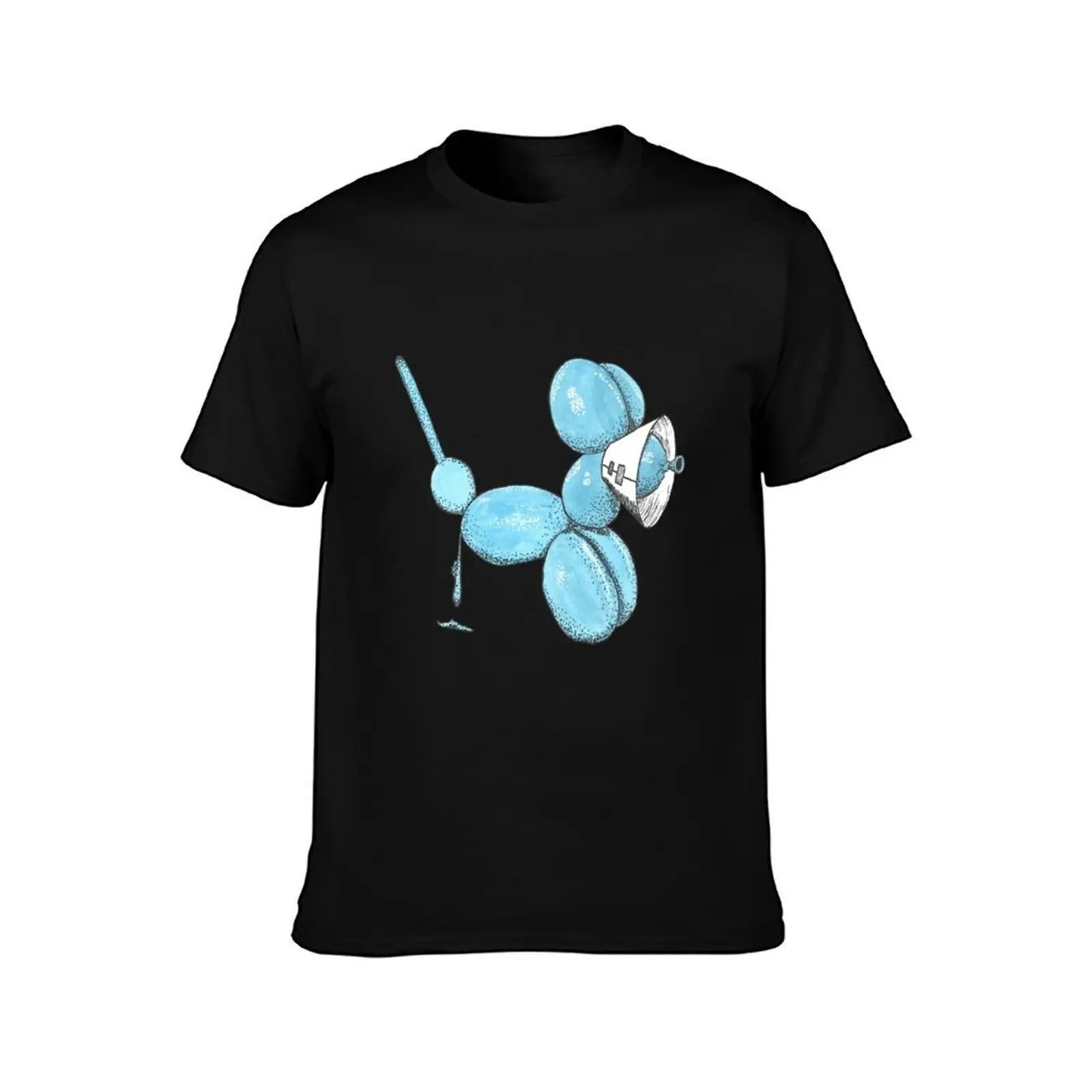 Popped balloon dog T-Shirt, Summer Casual Cotton Tee, Oversized Streetwear Tops, Vintage Graphic Print, Loose Fit Short Sleeve