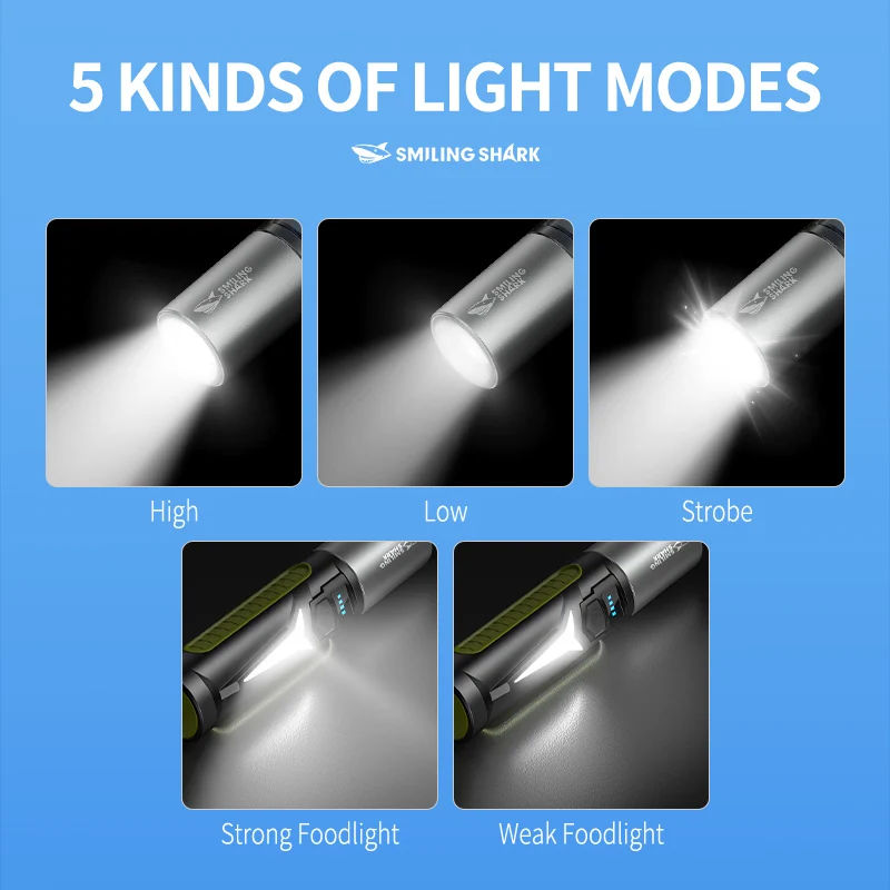Smiling Shark SD-5257 LED Flashlight, Super Bright Handheld Flashlight, Long-lasting Flash Light Rechargeable for Outdoors