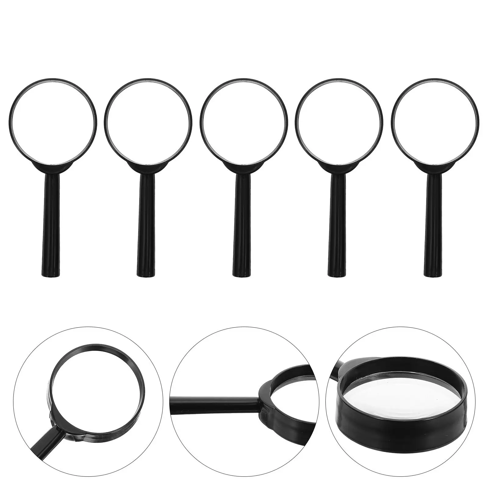 Loupe portable 3X, lentille optique en plastique transparente, loupe à main pour livre, journal, carte, science, 10 pièces