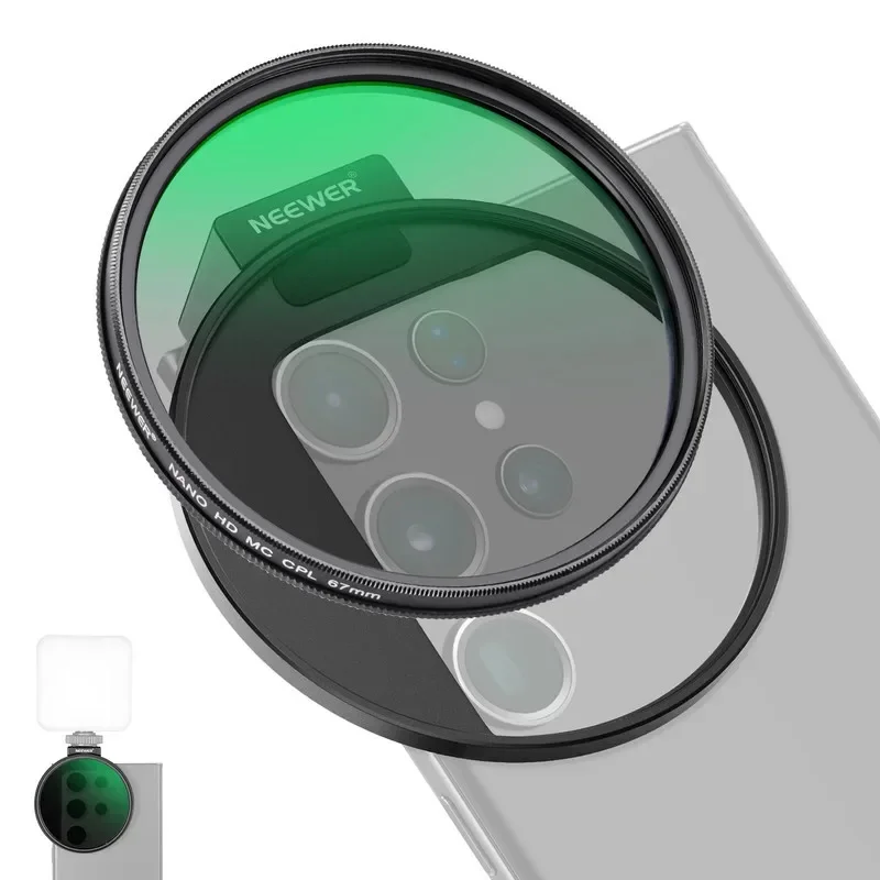 2026 FL-41 67mm CPLWaterproof Glass with Multi Nano Coating and Cold Shoe Mount for Phone Camera Filter