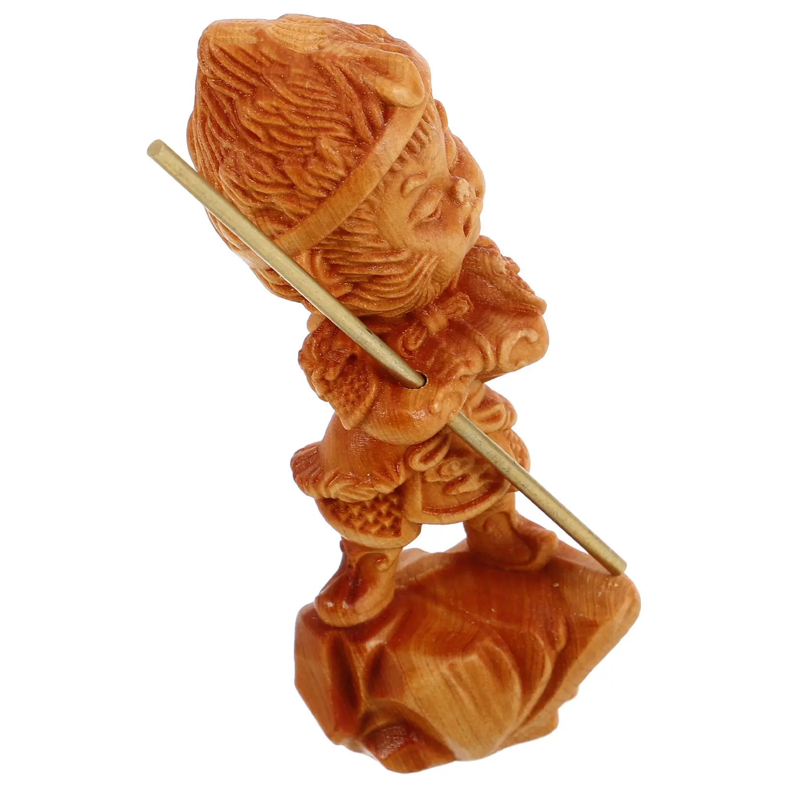 Authentic Wooden Monkey King Wukong Statue Miniature Carved Sculpture for Home Living Room Car Interior Decoration Asian Art
