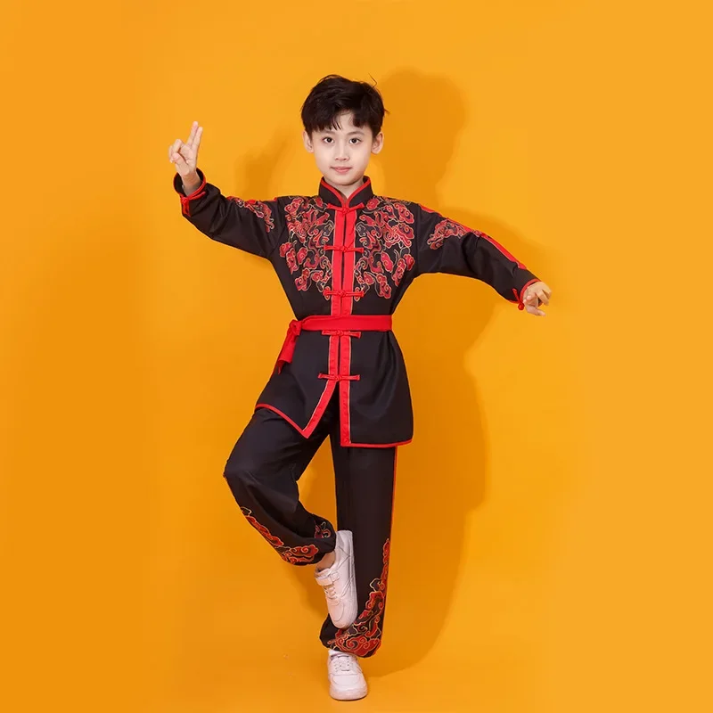 Kinder Wushu Kleidung Drachen druck Uniformen Kung Fu Performance Kostüme Erwachsenen Kind Chinesisch traditionelle Kampfkunst Outfits