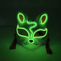 Mascarilla luminosa de zorro y gato, máscara de moda con luz LED intermitente para fiesta de Halloween, 10 colores a elegir