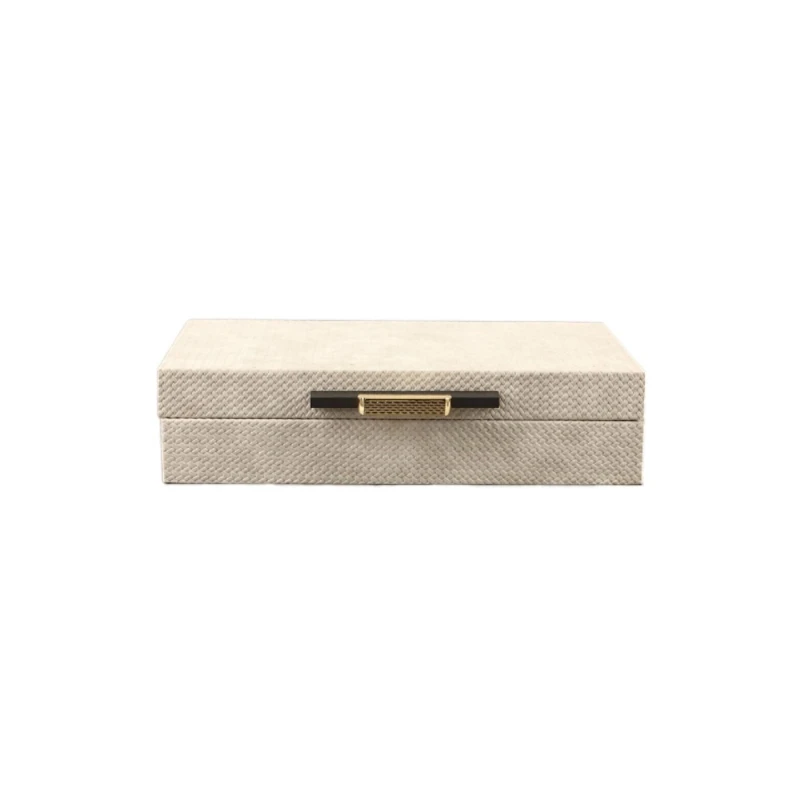 

Modern simple metal leather woven pattern jewelry storage box jewelry box