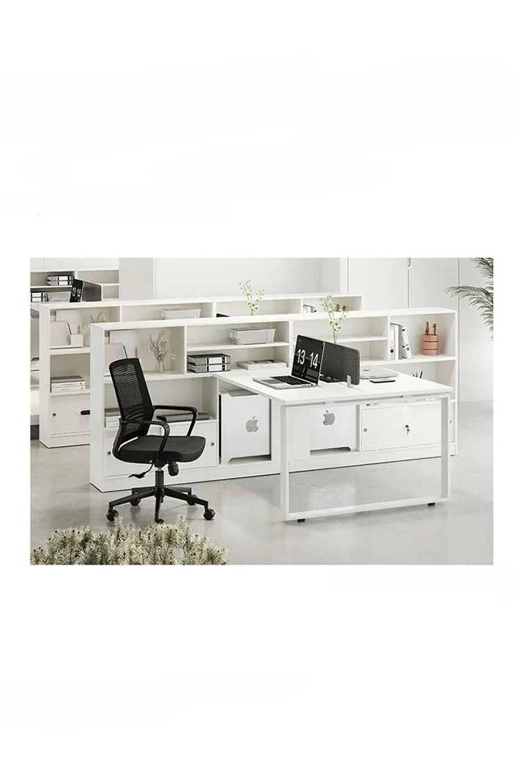 Financial office desk and chair combination screen workstation for two people and four people, minimalist office staff computer