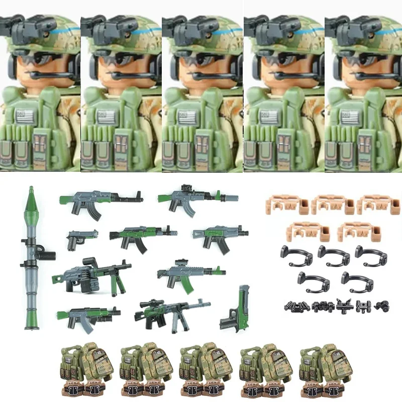 Militär Armee Figuren Bausteine SWAT Ghost Commando Special Forces Soldat Waffen Pistole Hut Schild Gürtel AK Mini Ziegel Spielzeug