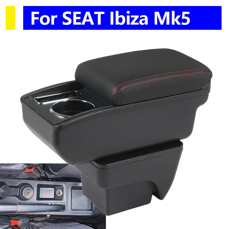 

Подлокотник для автомобиля SEAT Ibiza Mk5 2017-2025, центральная консоль с отсеком для хранения и подстаканником, аксессуары для интерьера автомобиля