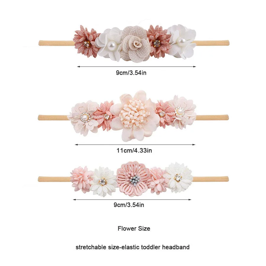 1/3pcs Baby Headbands Flower Hair Accessories Kids Girls Cute Headwear Nylon Soft Elastic Hair Band Gifts for Toddler Headband