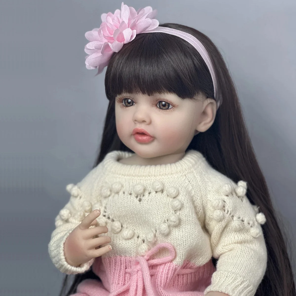 

BZDOLL 22in 55cm Full Soft Vinyl Reborn Baby Doll, Lifelike Princess Bath Toy, Birthday Christmas Gift for 3+ Kids