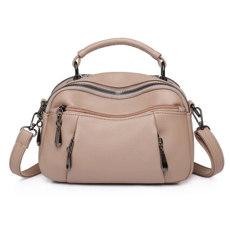 Middle Aged Soft Leather Multi Layered Mom's Bag Women's New Fashionable Elegant Handbags Shoulder Bags Versatile Crossbody Bag