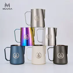 MUVNA Espresso Milk Pitcher, 350/450/600ml Coffee Milk Frothing Jug, Sharp Spout Latte Art Pitcher with Wide Thick Handle