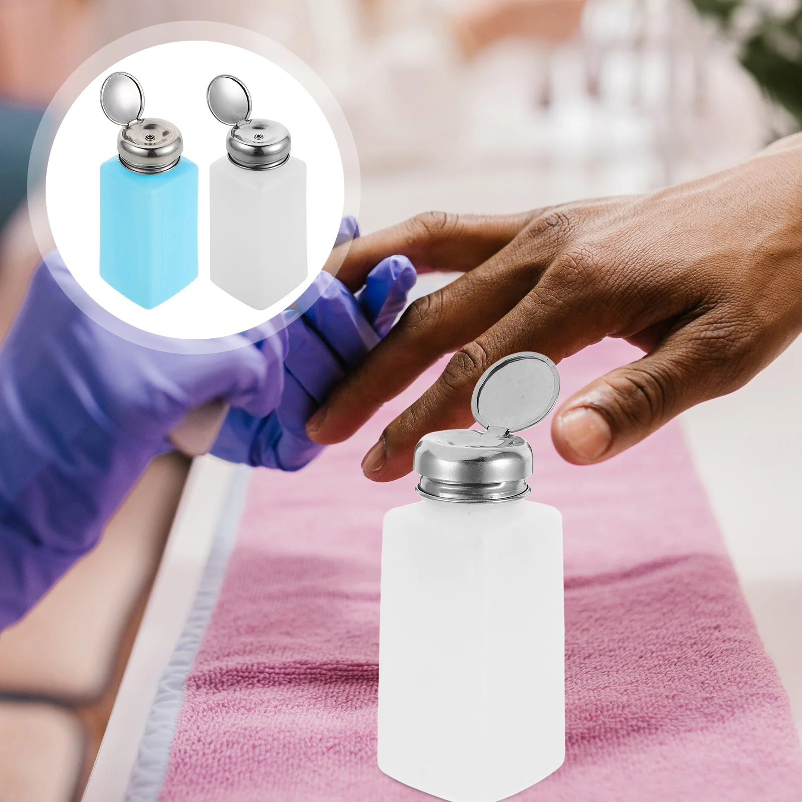 

2Pcs Alcohol Dispenser Push Down Anti Static Press Type Refillable Empty Solvent Liquid Pump Bottle for Lab Lab Wash Bottles