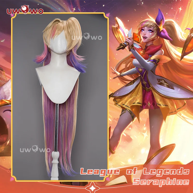 

UWOWO Star Guardian Seraphine Cosplay Wig League of Legends/LOL: SG Seraphine 100CM Gradiant Yellow Pink Purple Mixed