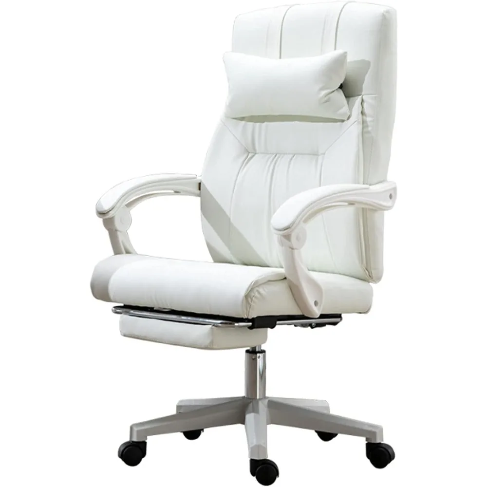 كراسي كمبيوتر مكتبية كراسي ألعاب بيضاء، كرسي ألعاب كمبيوتر مريح كبير وطويل كراسي مكتب تنفيذية مع قابلة للسحب