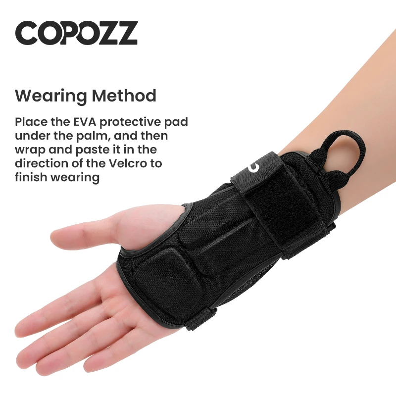 Copozz 1 par de suporte de pulso para patinação, academia, esqui, guarda de pulso, patinação, mão, snowboard, protetor de mão, homens, mulheres, crianças