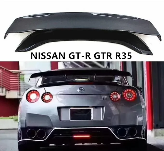 For NISSAN GT R GTR R35 Real Carbon Fiber Wing Lip Tail Trunk Spoiler Spoilers Roof Top Cover Body Kit VARIS STYLE