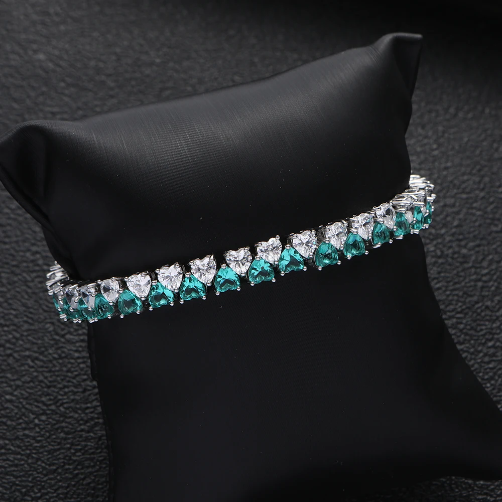 الفاخرة هندسية كاندي الألوان القلب أساور زركون تشيكوسلوفاكيا البوهيمي الكفة الأساور للنساء فام مجوهرات الأزياء S0455 #2