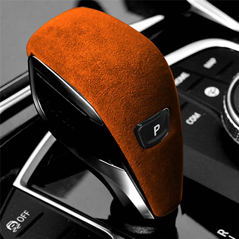 For BMW Z4 G29 17-23 Suede Orange Tumbled Leather Shifter Cover Protective Cover Case