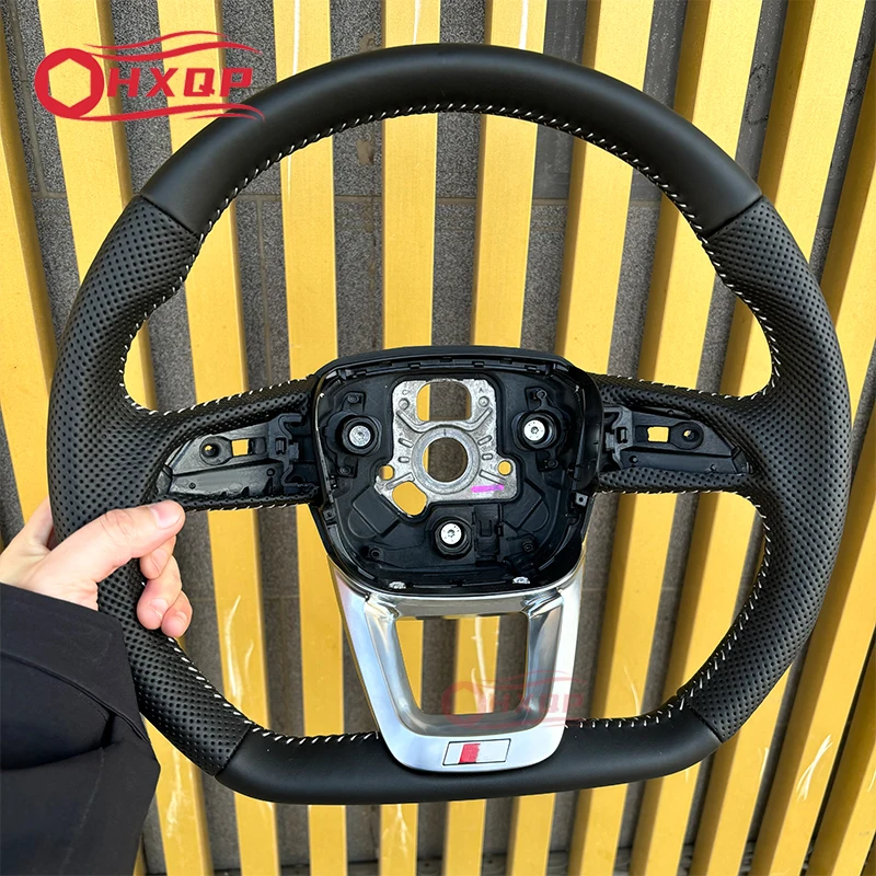 Perforated leather steering wheel for Audi Q5 FY Q7 4M Q8 S RS S LOGO multifunctional steering wheel