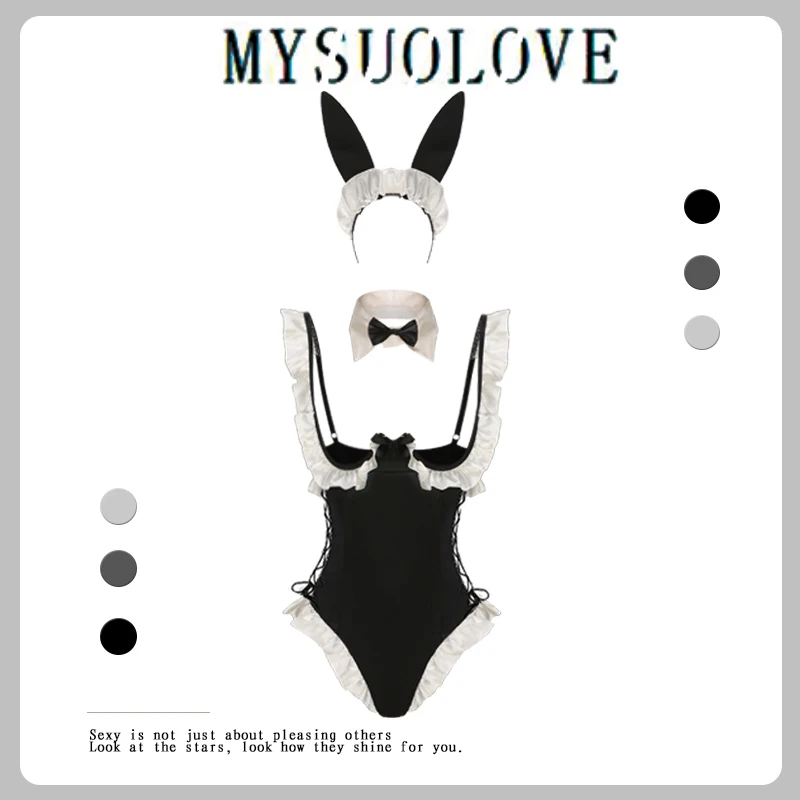 MYSUOLOVE High quality sexy adult Exposed Bunny pajama Lovers gift