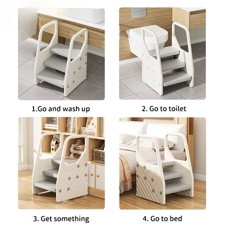

Children's Plastic Toddler Step Stool With Safety Handles For School Living Room Kitchen Outdoor & Bathroom Use