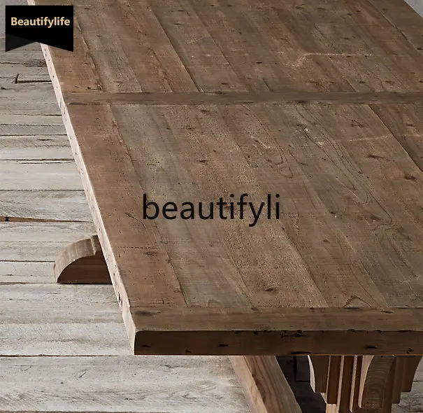 B73 French Country Retro Furniture British Classical Villa Tea Table American Simple Solid Wood Western Dining Table