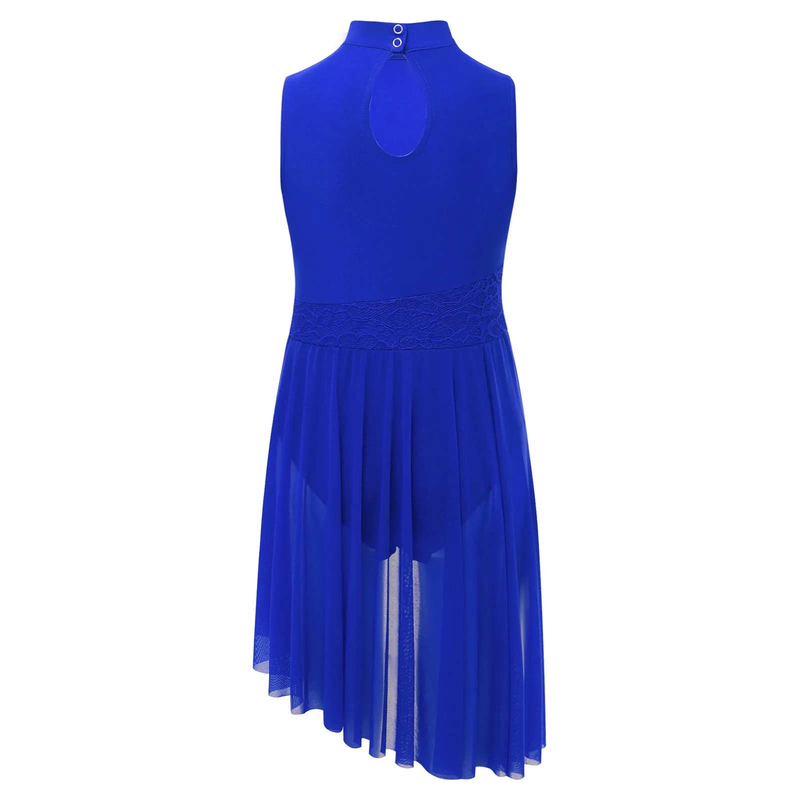 Leotardos de Ballet para patinaje y gimnasia para niñas, traje de actuación de danza lírica, vestido con dobladillo asimétrico de retazos de encaje Floral