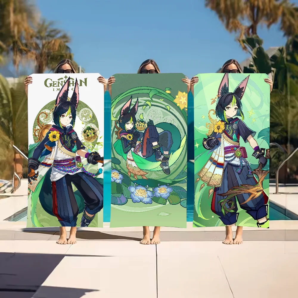 Tighnari Genshin Impact Game Towel Sports Quick Dry Travel Camping Gear Sandproof Soft Light Large Beach Towel