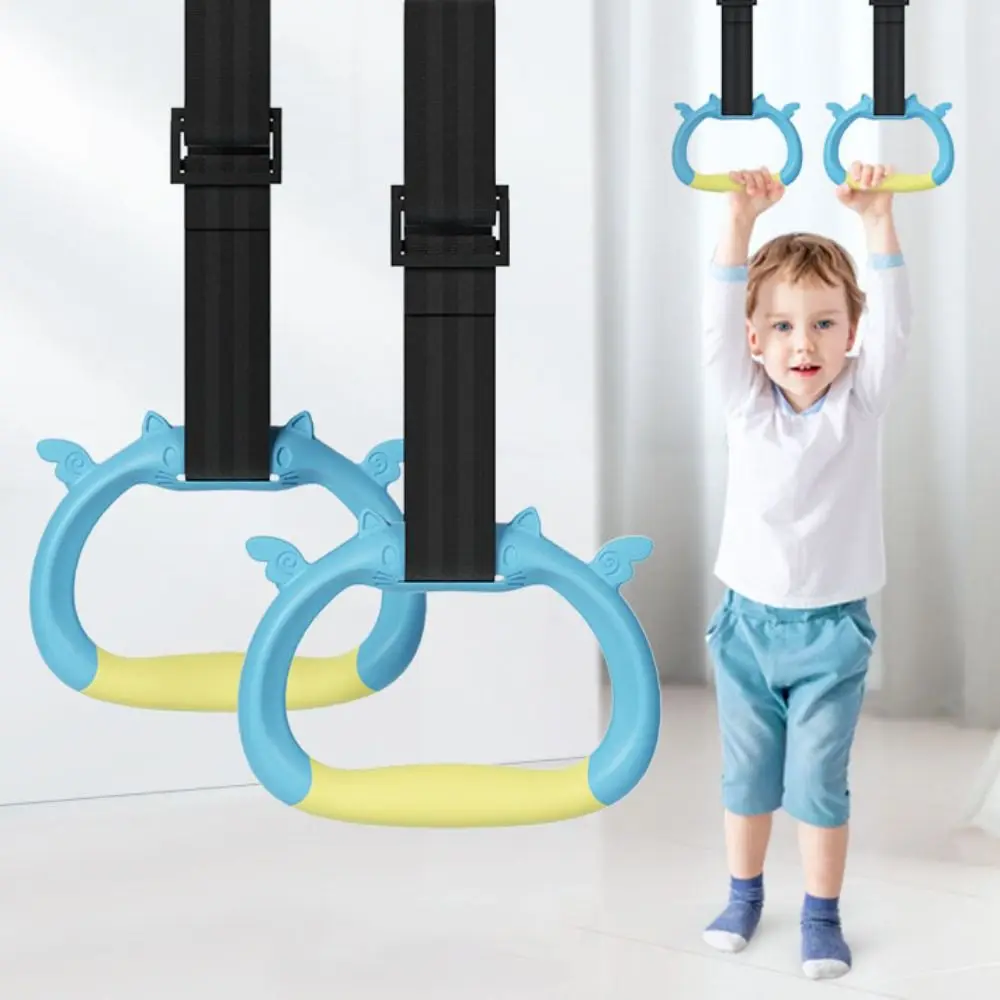 

Non-Slip Children Gymnastic Rings Adjustable Straps Arm Strength Pull up Handle Rings Workout Comfortable Strength Training Ring