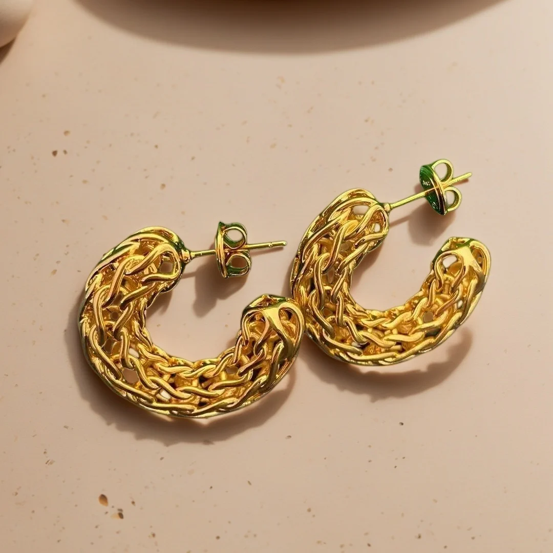 Yuri Ailey Woven Braided Hollow Hoop Earrings For Women Open Stud Earrings Luxury Trendy Daily Party Jewelry Gift For Ladies