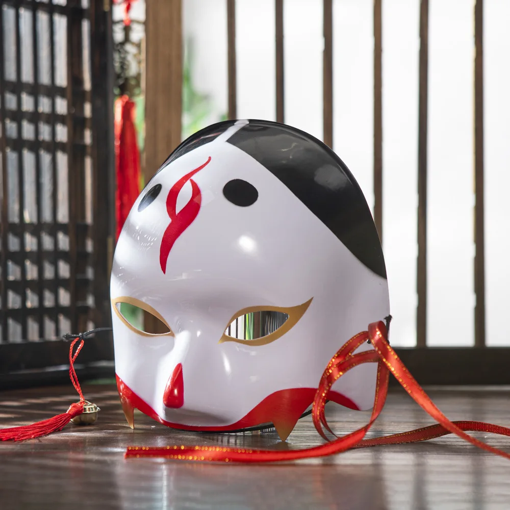 Half Face COS Ancient Style Red Makeup Awakening Headwear Gesichtsmaske Japanische Fuchs-Halloween-Maske