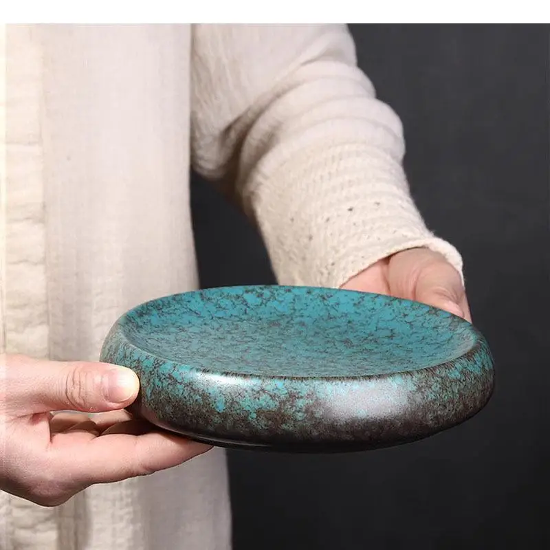 Retro Kiln Changes Ceramic Dinner Plate Household Dessert Sushi Snack Plates Restaurant Specialty Tableware