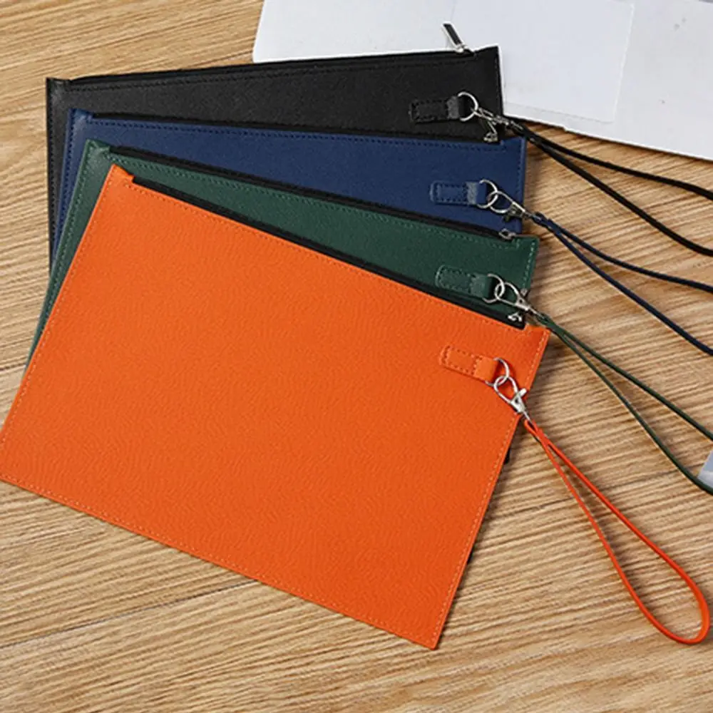 

Large Capacity A4 Imitation Leather File Folder Simple Thickened File Storage Bag Elegant Waterproof Document Organizer