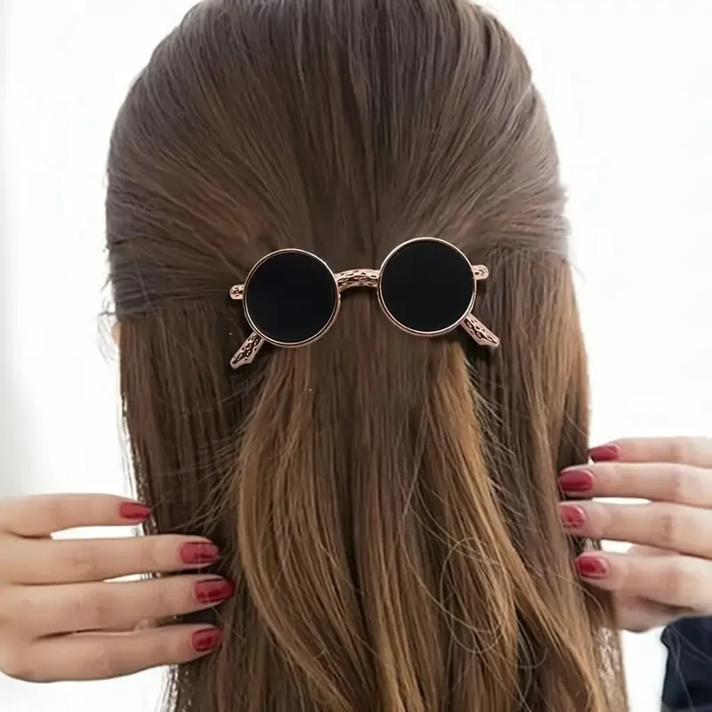 1 Personality Funny Black Glasses Hairpin Metal Glasses Spring Clip  for Ladies Decorative Gifts Suitable for Daily Holiday Wear
