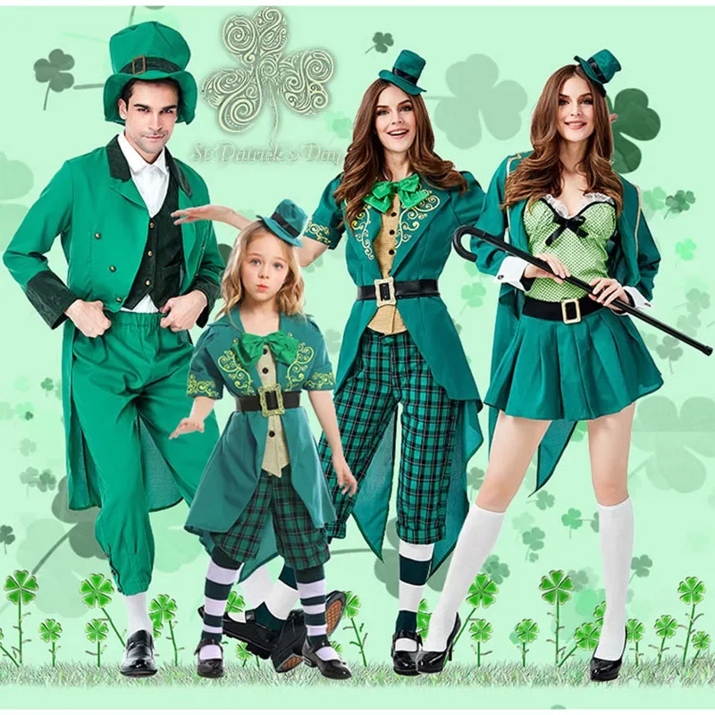

Ireland Saint Patrick St. Patrick Day Lucky Fairy Leprechaun Costume Irish Goblin Cosplay Halloween Outfit Parent-child Costume