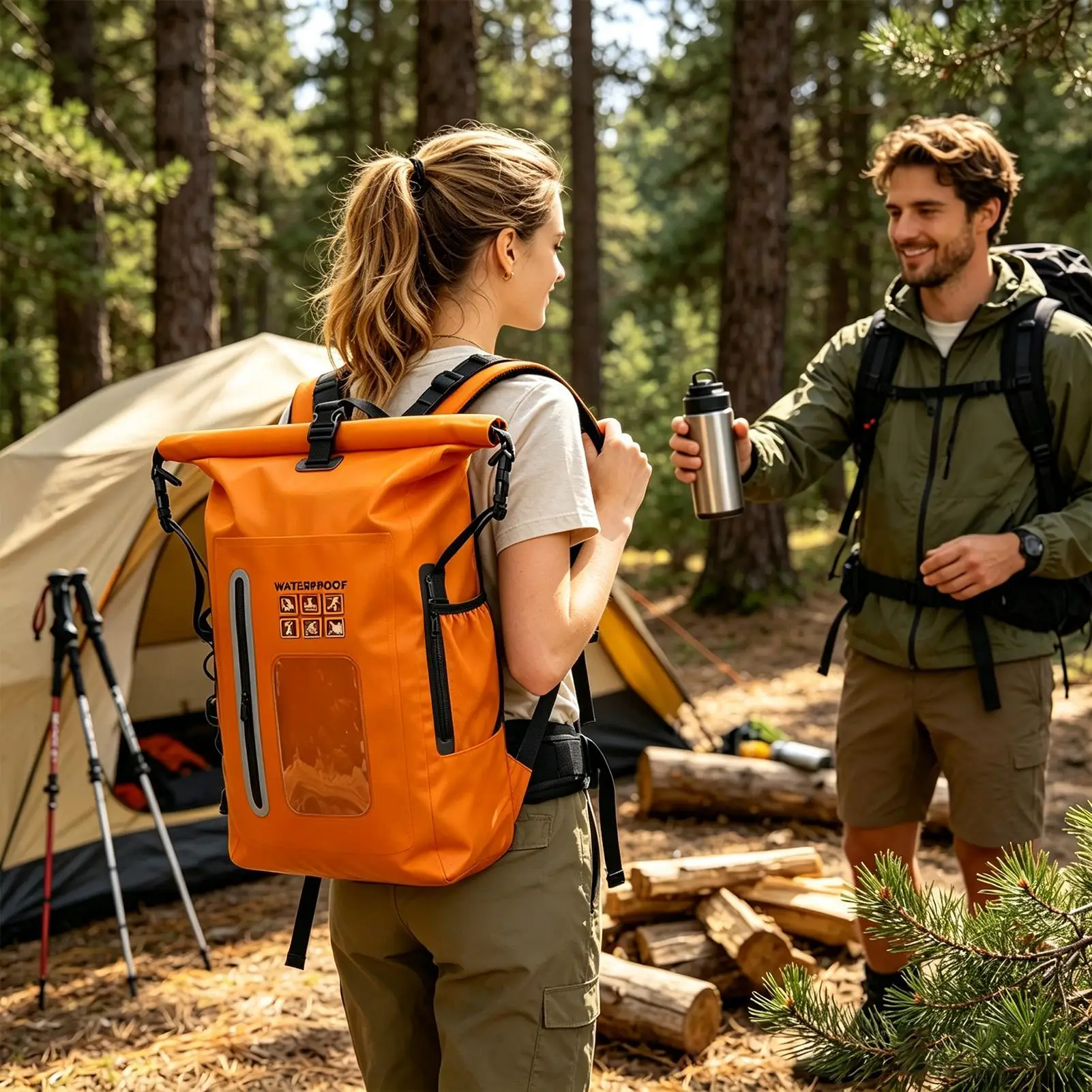 Wasserdichter Trockensack-Rucksack mit großem Fassungsvermögen, Roll-Top, leichter, wasserdichter PVC-Tagesrucksack für Männer und Frauen, zum Rafting und Kajakfahren – Detail 3