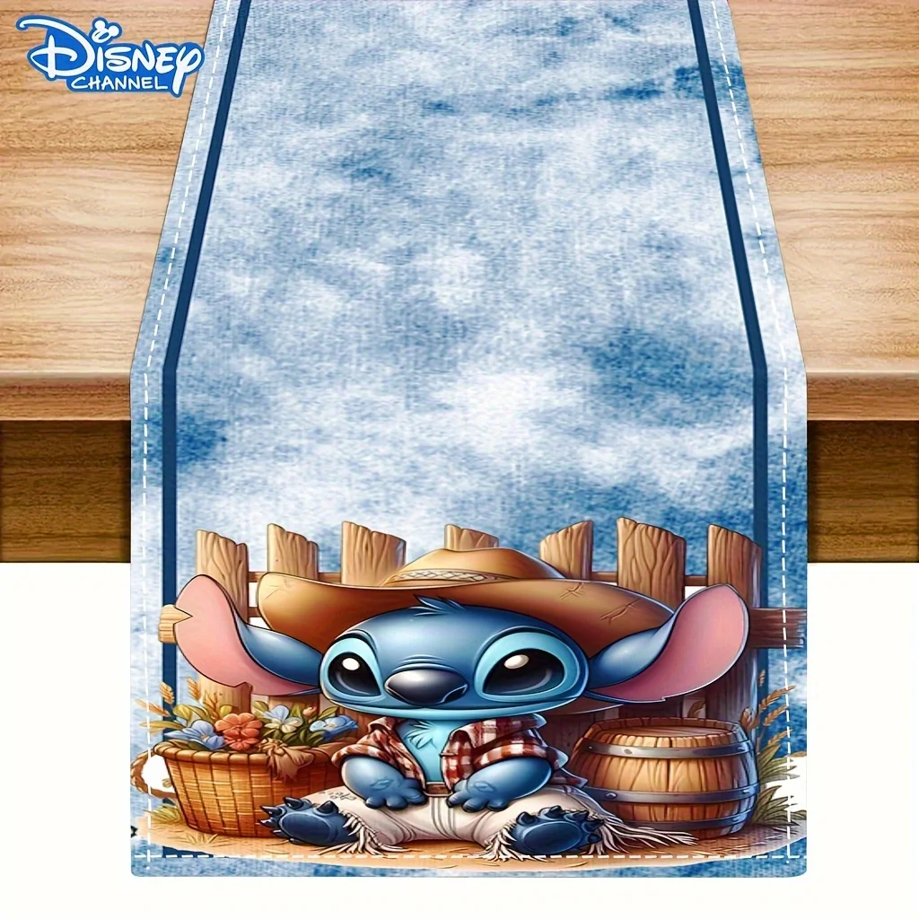 

1 Piece Disney Stitch Table Runner, Stitch Blue Stripe Design, Suitable for Indoor/Outdoor Family Gatherings, Kitchen and Dining Room Decoration