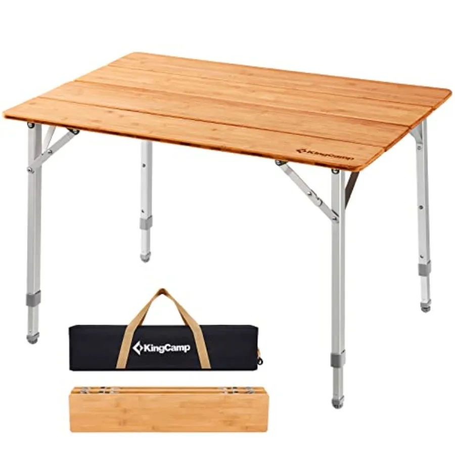 

Lightweight Stable Folding Camping Table Bamboo Outdoor Folding Tables Adjustable Height Portable Picnic