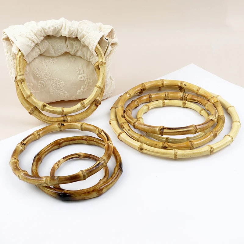 Deepeel 5/10Pcs Bag Bamboo Ring Handle Woven Bags Round Handles Women Handbag Frame Tote Replacement DIY Handmade Accessories