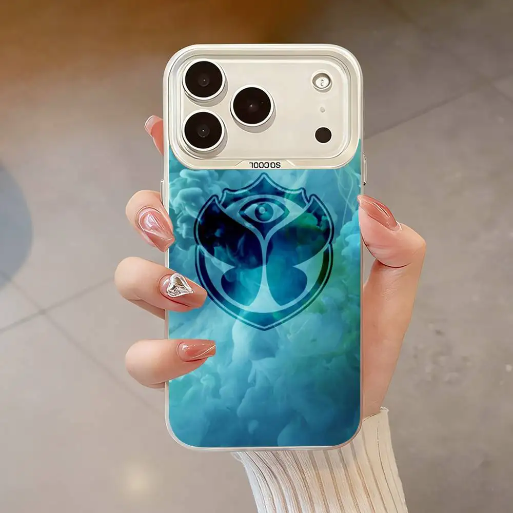 Coque de téléphone musicale Festival t-tomorrowland, pour iPhone 17,16,13,12,X,11,15,14,Pro,Max,Plus,SE4,Air,Mini blanc IMD HD mat