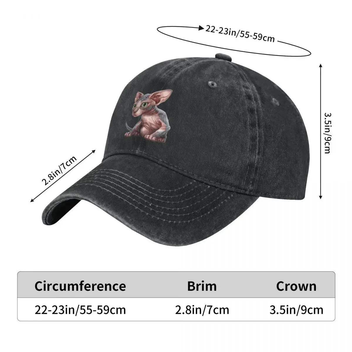 Sphynx Cat Baseball Cap Sphynx kitten Kpop Rock Breathable Trucker Hat Couple Women Street Style Sunshade Baseball Caps