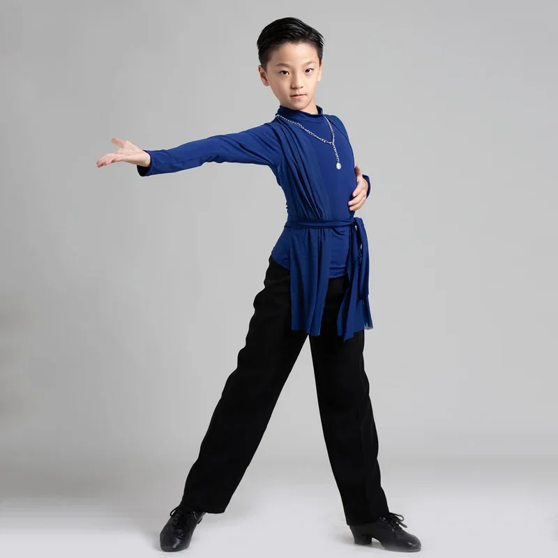 

Boys Ballroom Pants Long Sleeve Salsa Dancewear Stage Costume Tango Dancewear Rumba Dance Outfit Latina Dance Tops