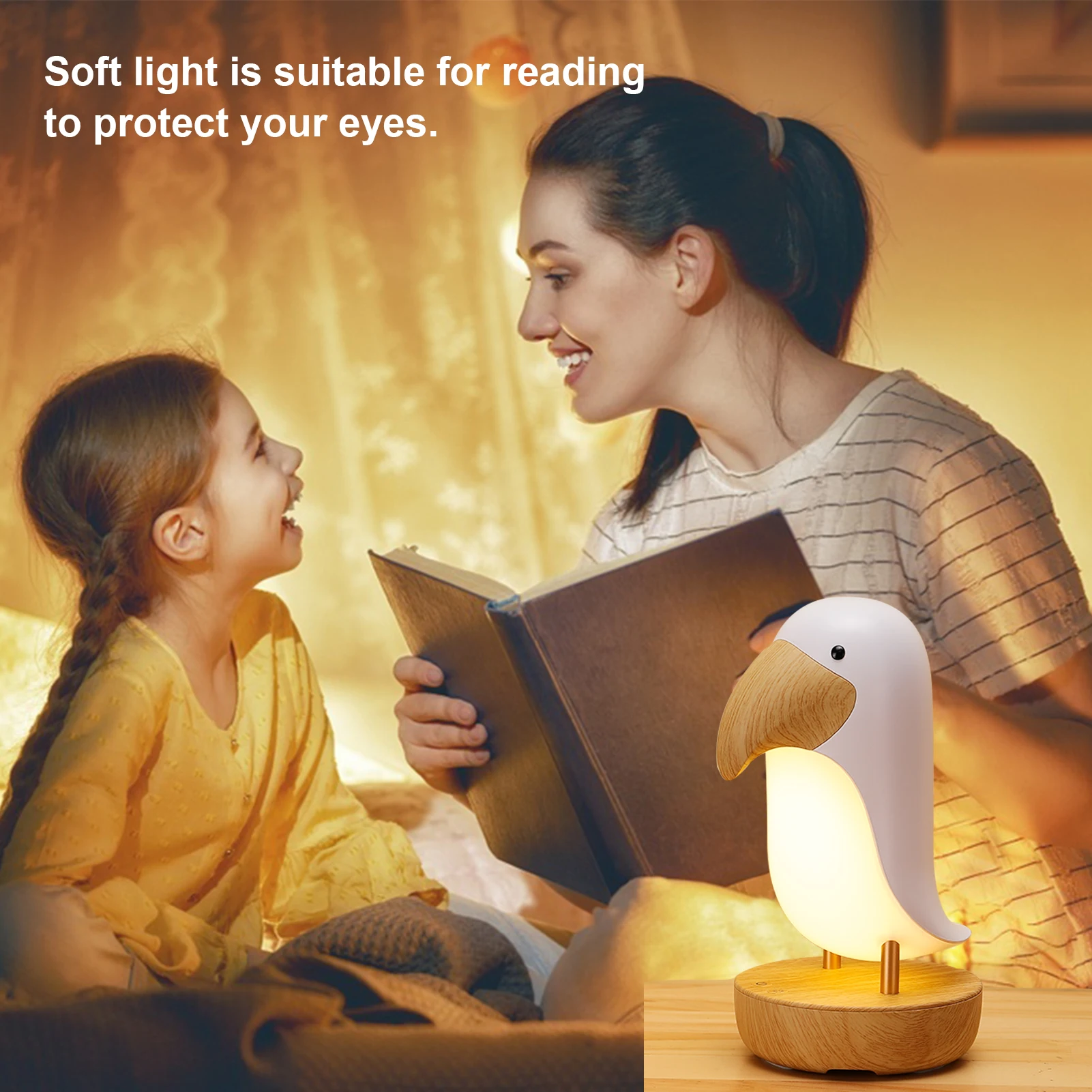 Toucan pássaro luz da noite usb recarregável lâmpada de mesa bluetooth lampe decoração do quarto presente natal para crianças iluminação interior