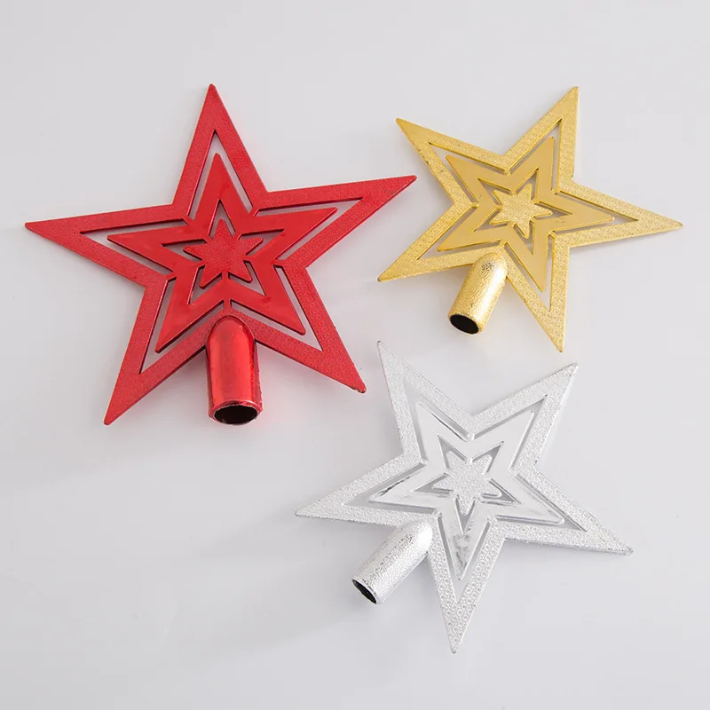 

2Pcs 10/15/18cm Christmas Tree Decor Pentagram Holiday Atmosphere Plating Christmas Tree Top Star Garland Accessory Party Supply