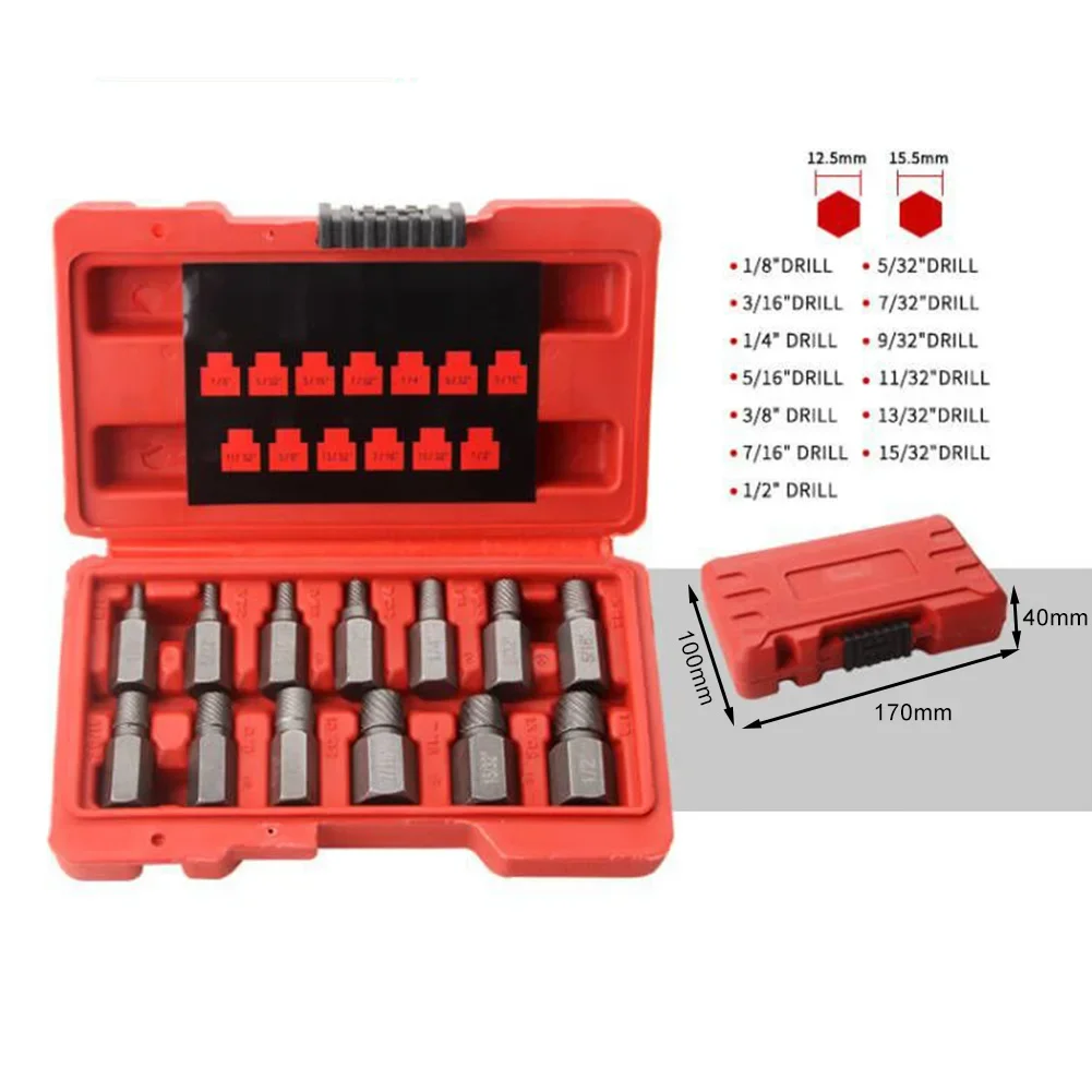Bolt Removal Tool Broken Screw Extractor Extra Grip Marked Specifications Quick Selection Spiral Groove 13pcs Remover