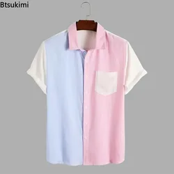 Camisa de manga corta para hombre, cárdigan informal con solapa, holgado, cómodo, Tops de playa, verano, 2024