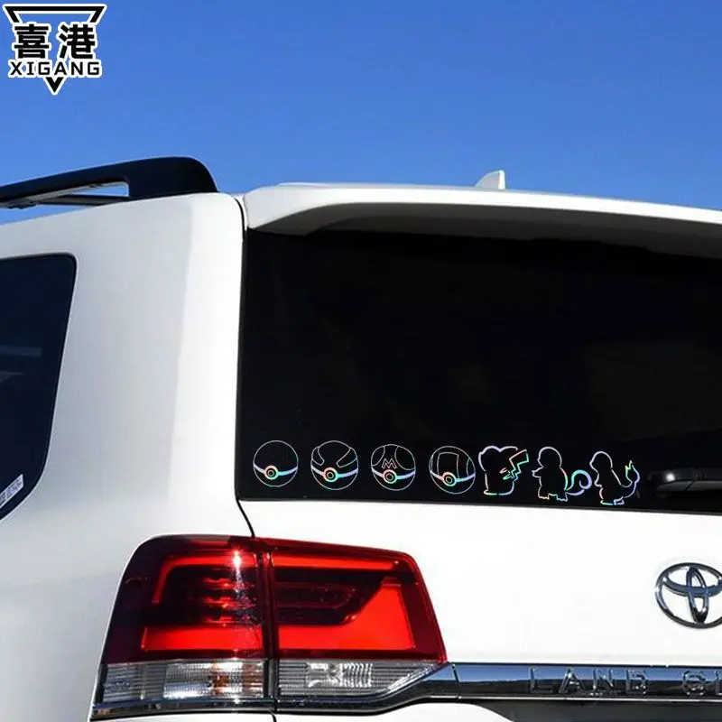 Pikachu holle autostickers kleur veranderende autostickers elektrische auto motorfiets stickers cartoon decoratieve holle coole geschenken