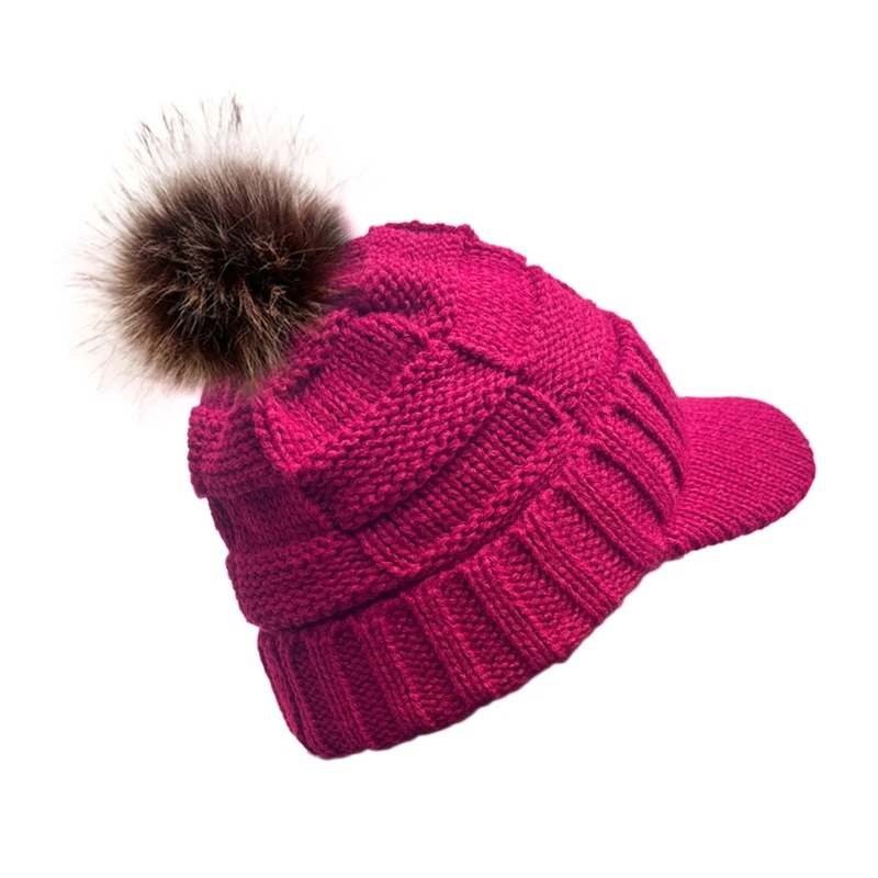 Women Modern Baseball Hat For Girls Women Teenagers Decorative Warm Furry Hat Knitted Outdoor Sports Wear Drop Shipping