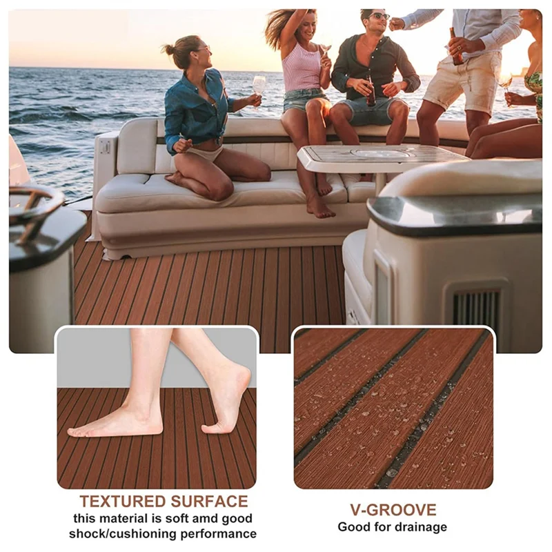 

Подходит для напольного коврика для лодки, настильный коврик 35,4 x 94,5 дюйма, пена EVA морского класса, нескользящий искусственный тик для яхты, автофургона